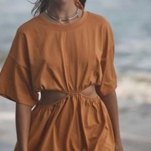 Free People Beach Dandelion Mini Cutout Dress Inca Gold
